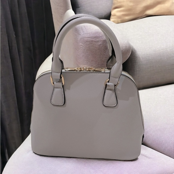 Women’s Faux Leather Gray Double Zip Handbag - Picture 1 of 5